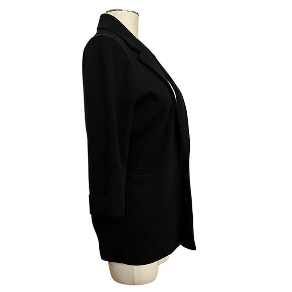 J Crew Black Ponte Pique Wool Cotton Knit Relaxed Open Front Blazer Jacket Small - Picture 3 of 7